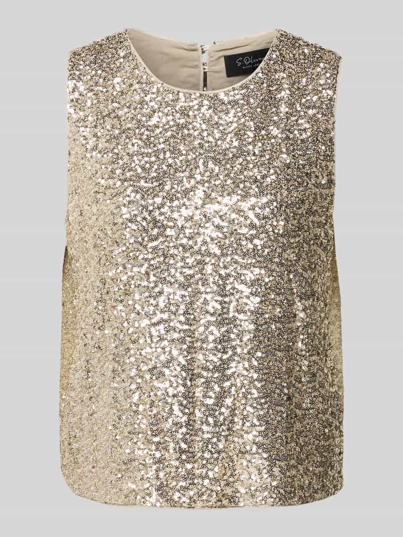 s.Oliver BLACK LABEL Comfort fit T-shirt van viscosemix zonder mouwen