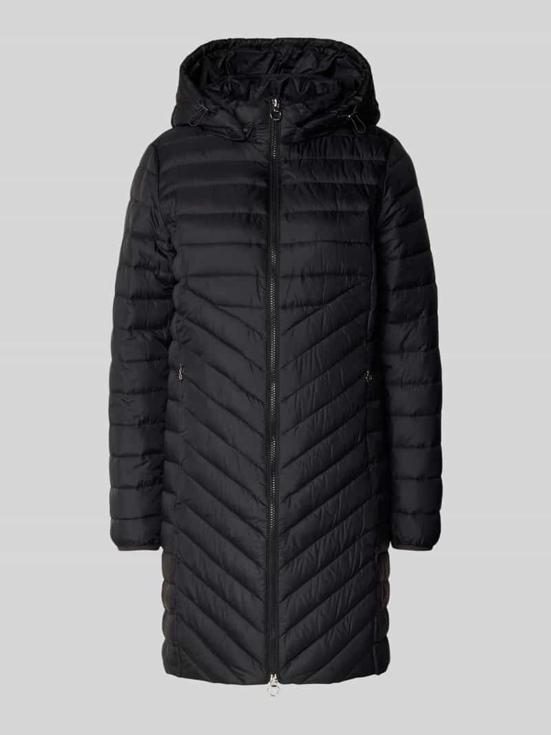 s.Oliver RED LABEL Slim fit gewatteerde lange jas met afneembare capuchon