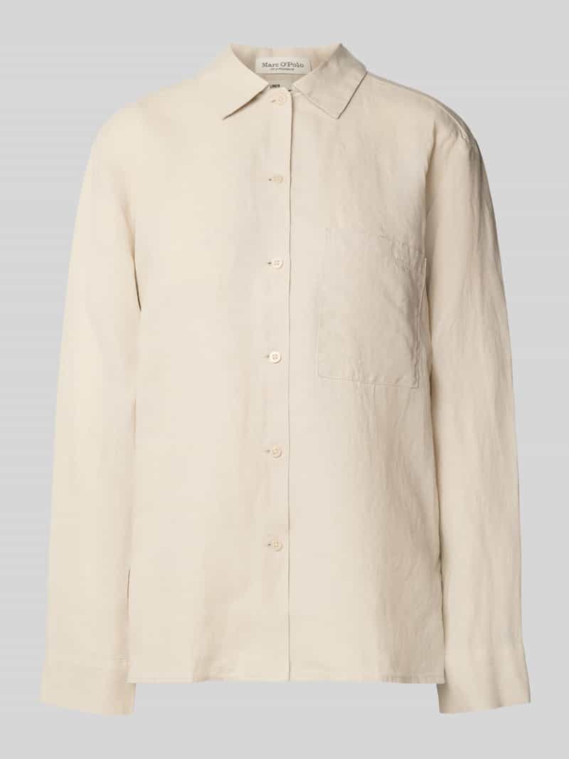 Marc O'Polo Regular fit linnen blouse met borstzak