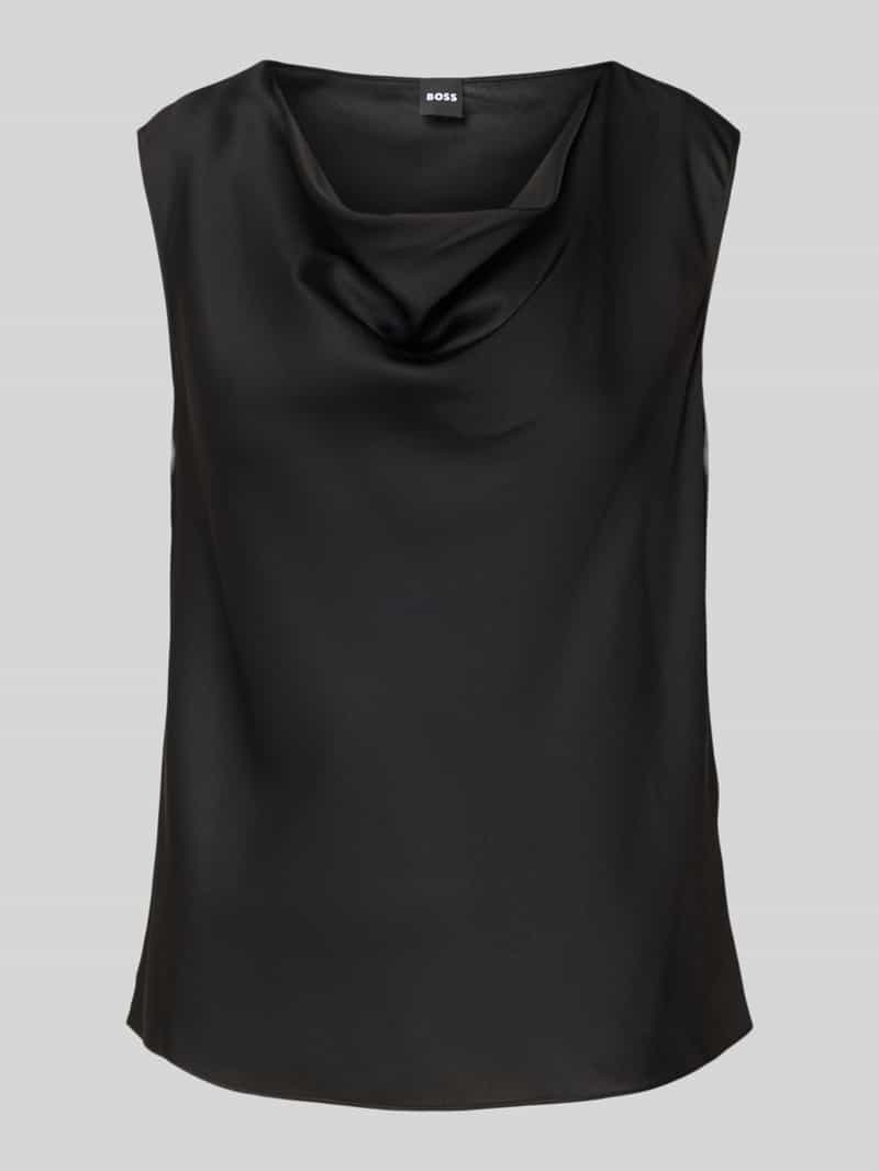 Boss Regular fit zijden blousetop met cascadehals
