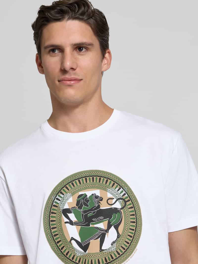 Wood T-shirt met motiefprint model 'Ace'