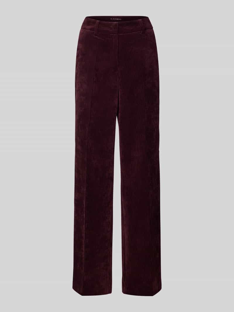 CAMBIO Wide fit corduroy broek met persplooien model 'Amelie'