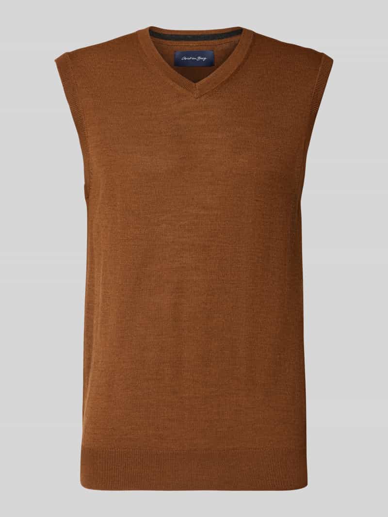 Christian Berg Men Gebreid shirt van een mix van merinowol met V-hals