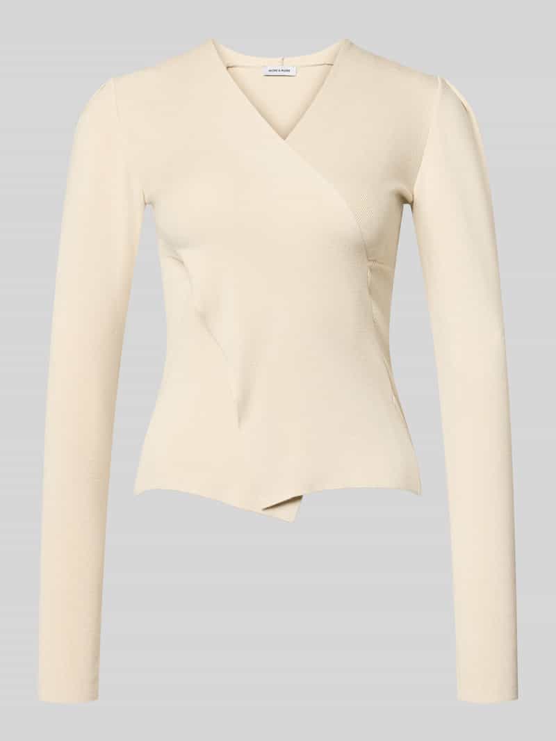 MORE & MORE Gebreide pullover van mix van viscose en elastaan in wikkellook