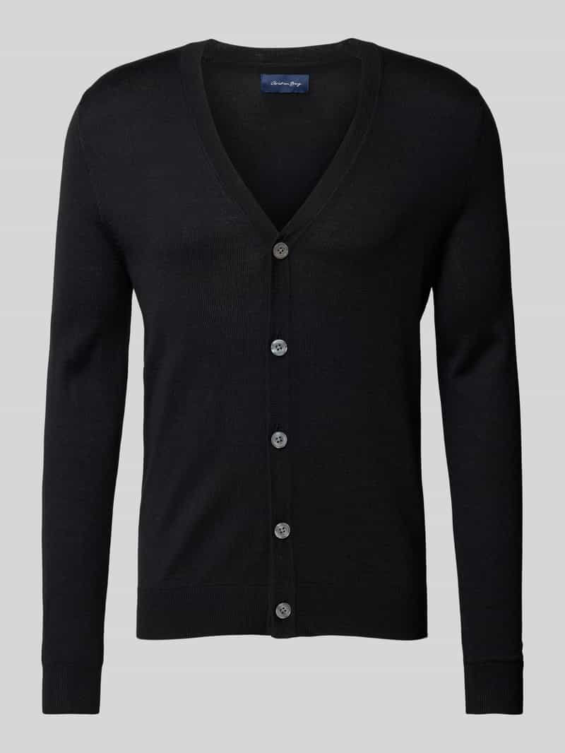 Christian Berg Men Slim fit cardigan van wolmix met V-hals