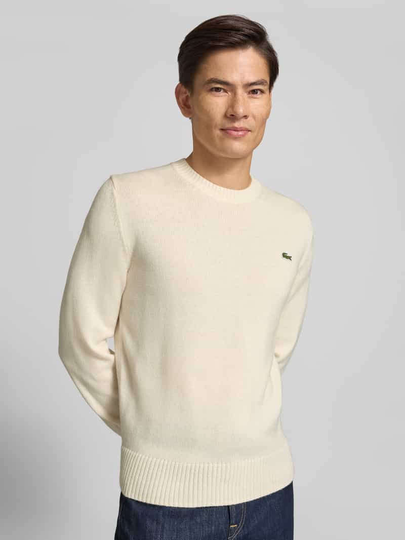 Lacoste klassiek fit pullover van zuivere wol crème, foto 5