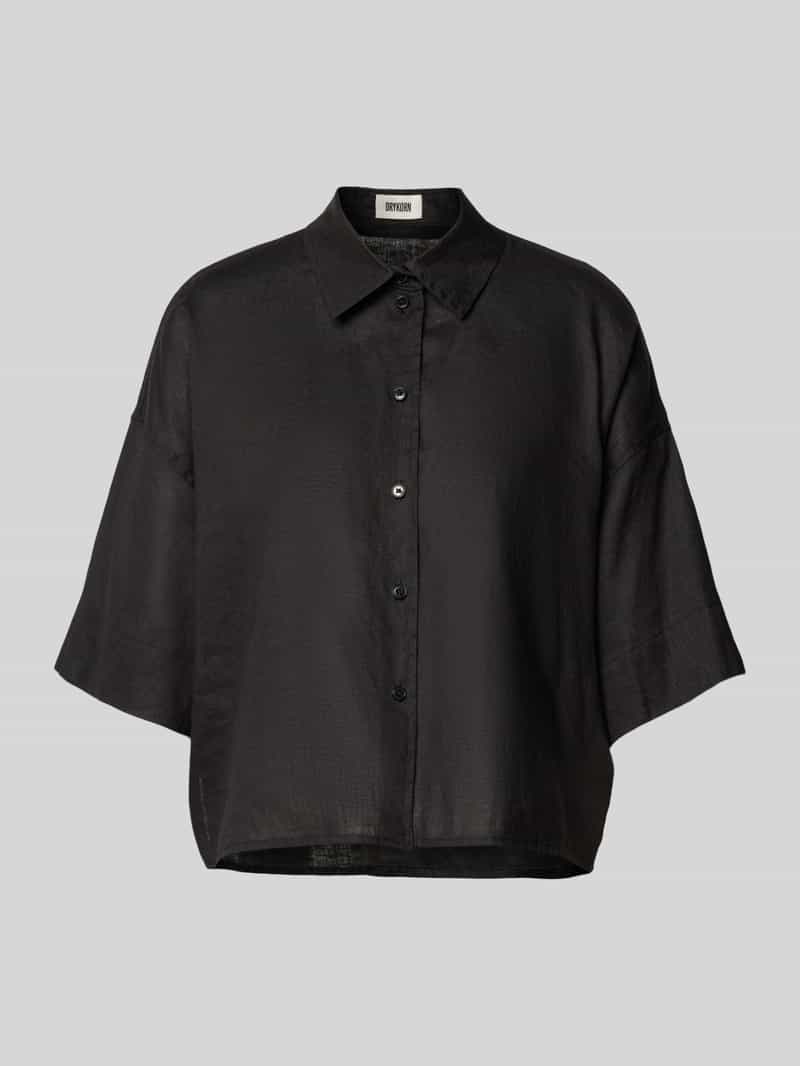 drykorn Relaxed fit linnen blouse met extra brede schouders