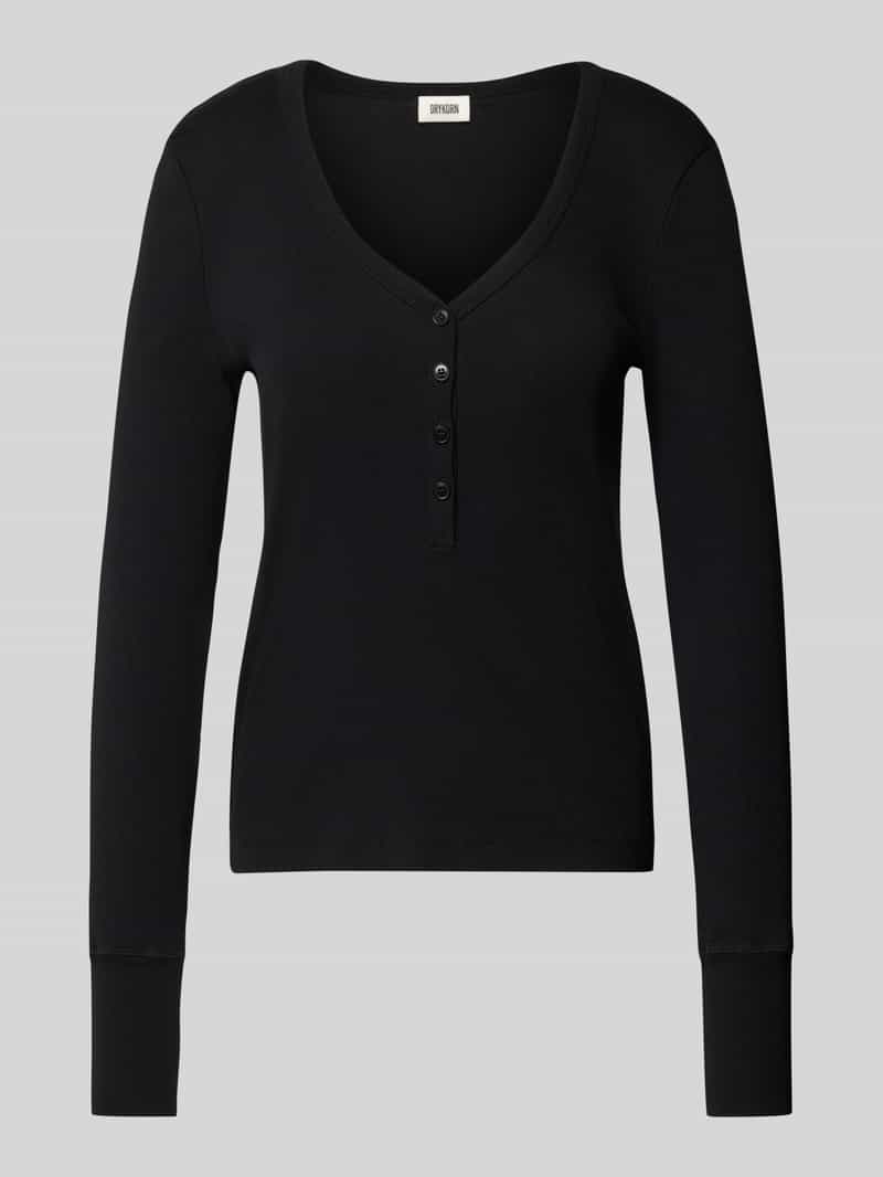 drykorn Shirt met lange mouwen V-hals en knoopsluiting model 'KORDELIA'