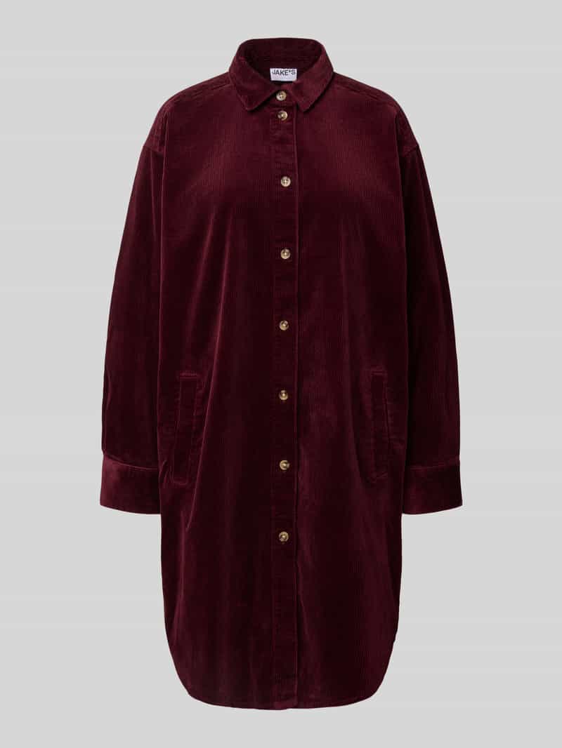 Jake*s Casual Knielange overhemdjurk van corduroy