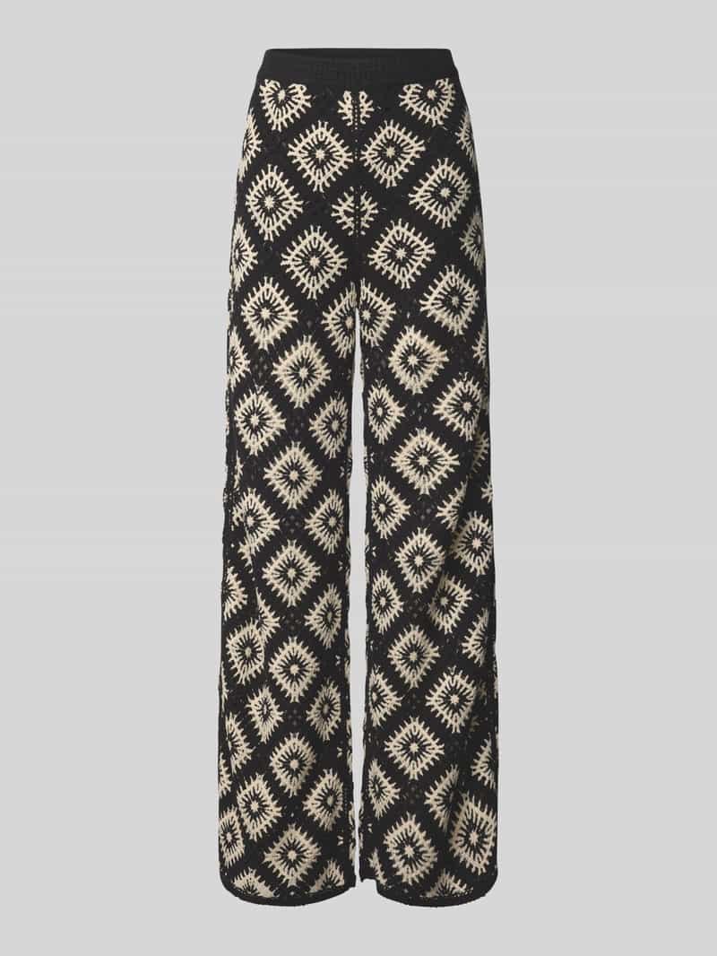 Jake*s Collection Stoffen broek met gehaakt kant en elastische band