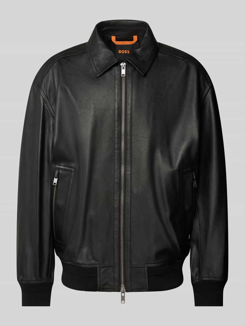 Boss Orange Leren jack met ritszakken model 'Joloco'