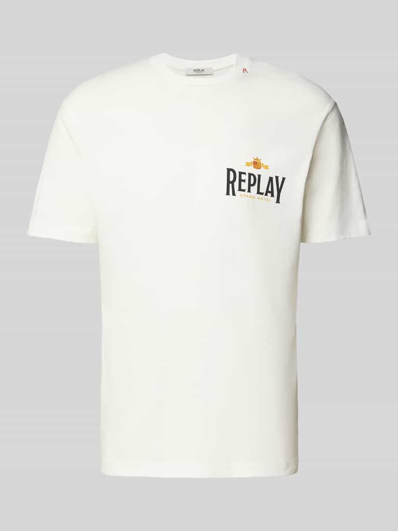 Replay Regular fit T-shirt van puur katoen met logoprint