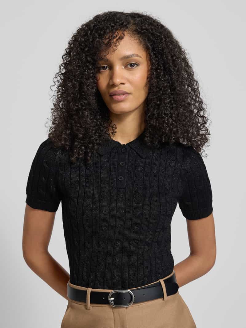 Lauren Ralph Lauren Gebreid shirt met kabelpatroon en polokraag model 'NATRISSA'