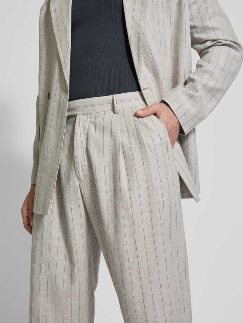 Selected Homme Regular fit linnen broek met bandplooien