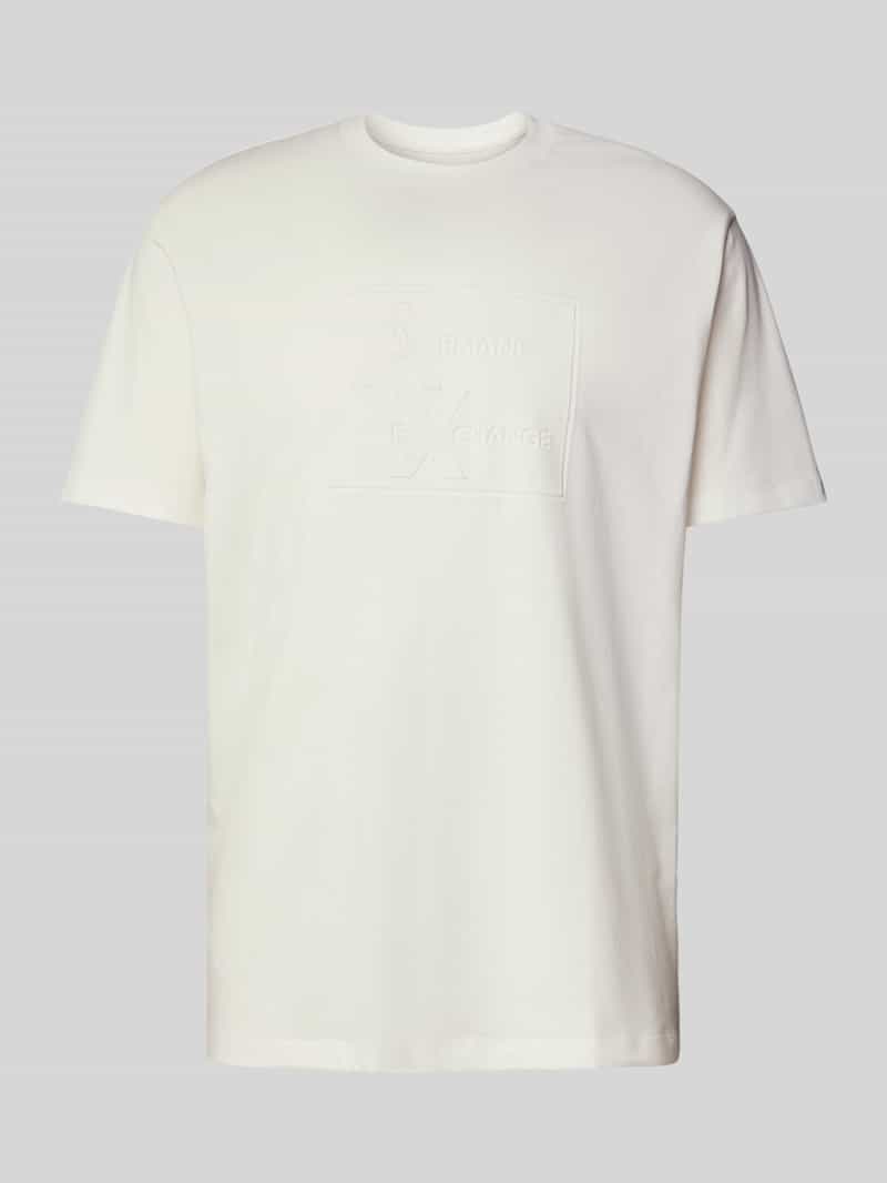 Armani Exchange T-shirt met geribde ronde hals