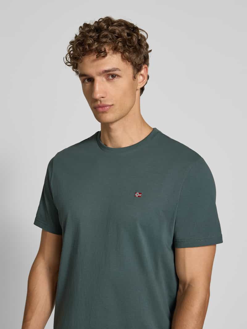Napapijri T-shirt met labelstitching en ronde hals