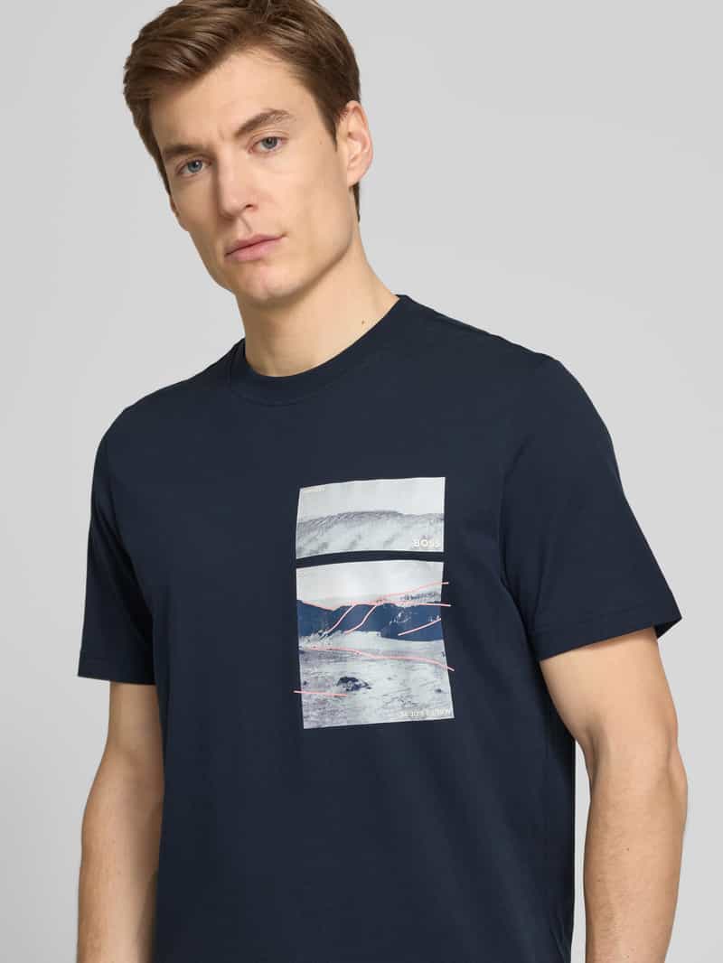 Boss Orange T-shirt met motief- en labelprint model 'Dune'