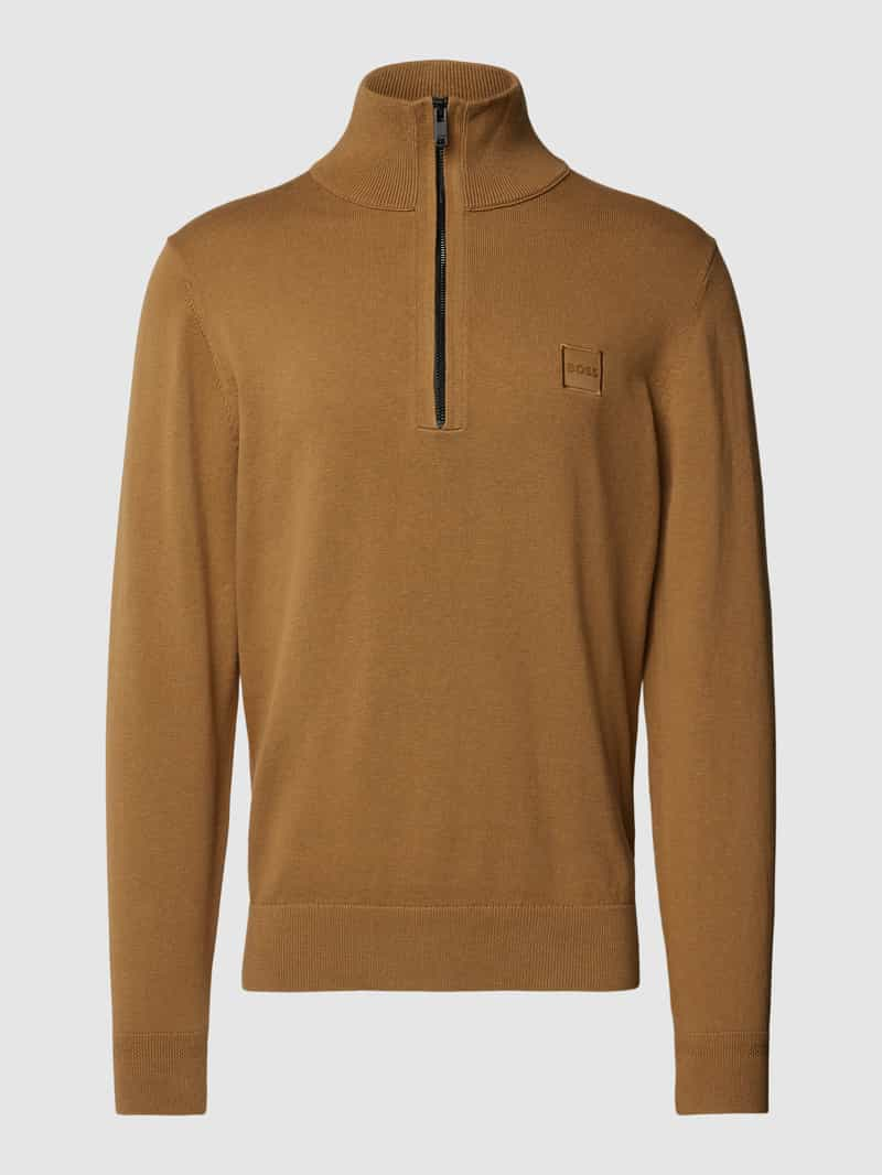 Boss Orange Gebreide pullover met korte ritssluiting model 'Kanobix'