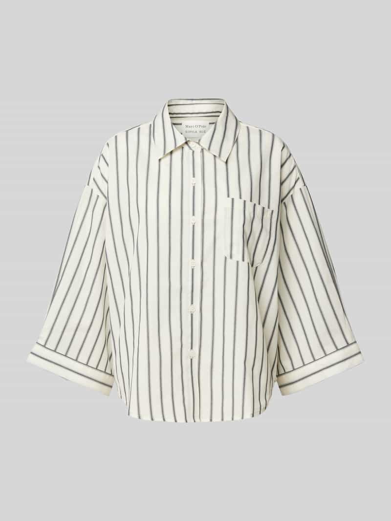 Marc O'Polo Shirtblouse Mix N Match Poplin met extra brede mouwen en doorlopende knoopsluiting