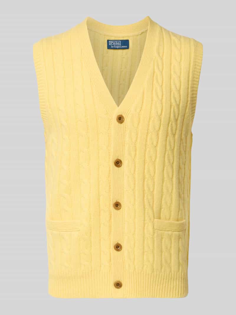Polo Ralph Lauren Mouwloos vest van een mix van katoen en kasjmier met kabelpatroon