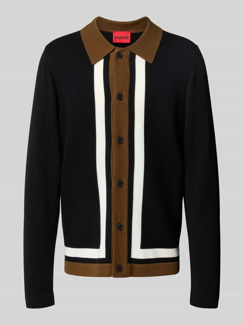 HUGO Relaxed fit gebreid jack met wol model 'SPLON'
