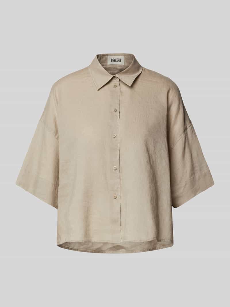 drykorn Relaxed fit linnen blouse met extra brede schouders