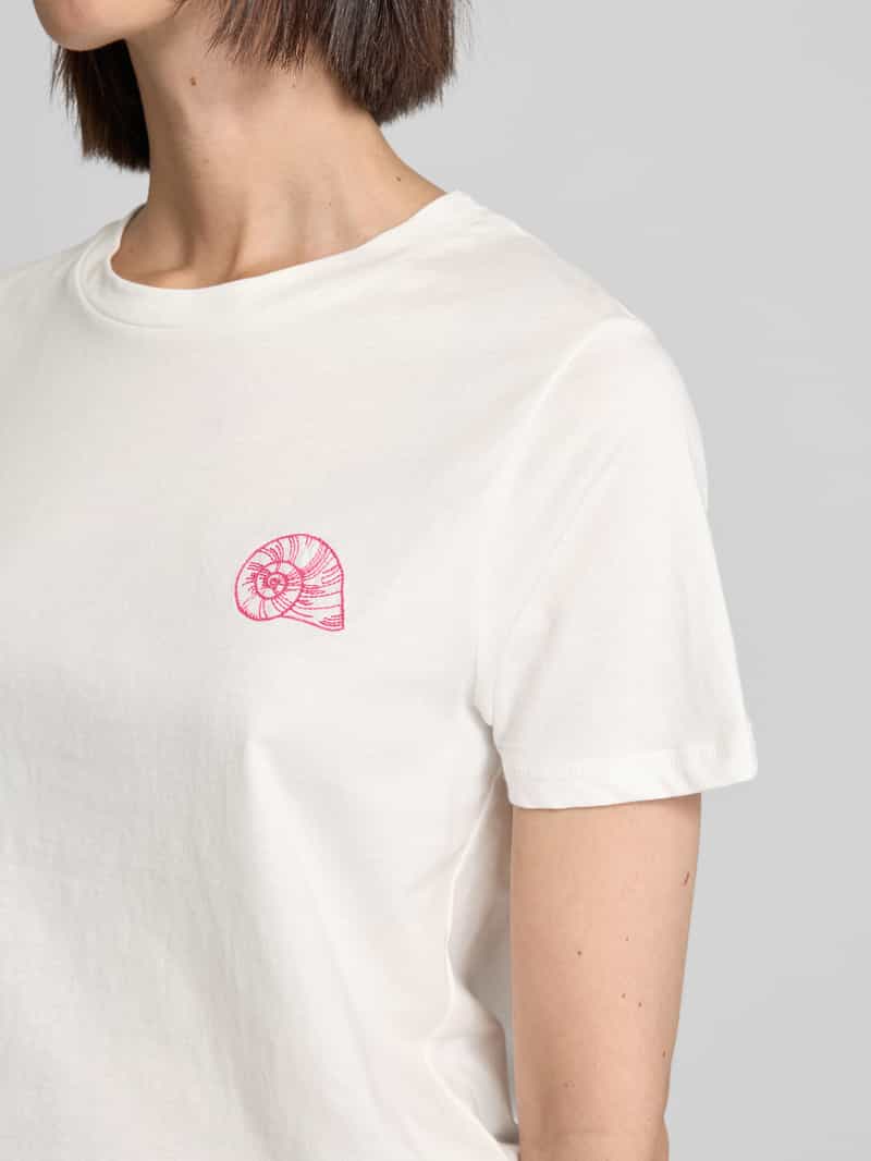 Ichi T-shirt met motiefstitching model 'CAMINO'