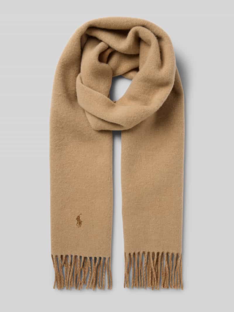 Polo Ralph Lauren Sjaal van wol met logostitching en franjes
