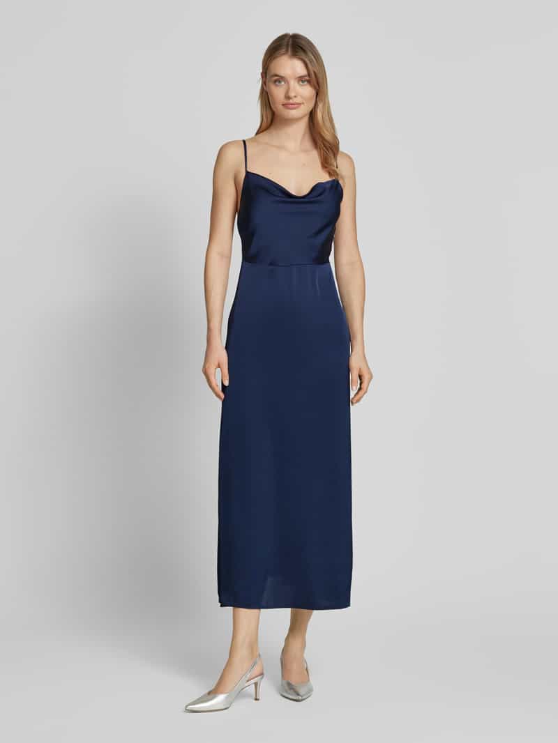 Vila Maxi-jurk met cascadehals, model 'RAVENNA' marineblauw, foto 4