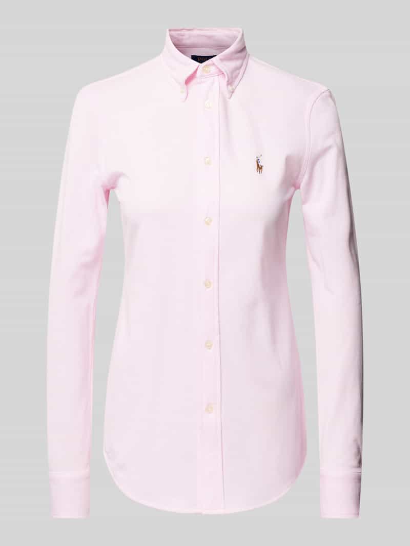 Polo-overhemdblouse met button-downkraag