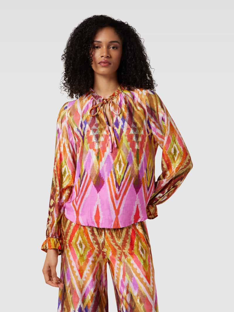 Blouseshirt van viscose, model 'Nadjaton' tonno & panna