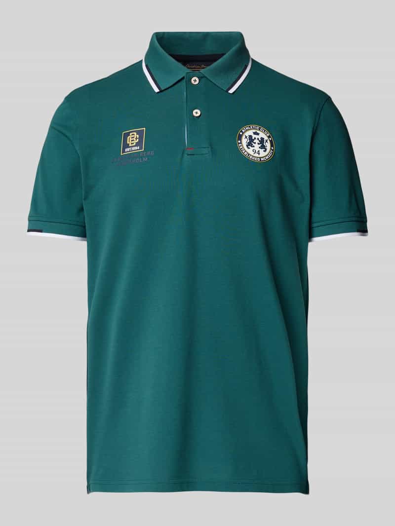 Christian Berg Men Poloshirt met korte knoopsluiting en labelprints