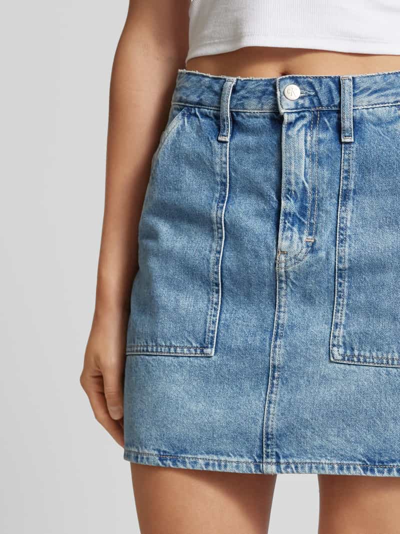 Calvin Klein Jeans Jeansrok met steekzakken opzij model 'LINE'