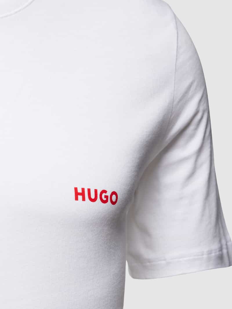 HUGO T-shirt met geribde ronde hals in een set van 3 stuks
