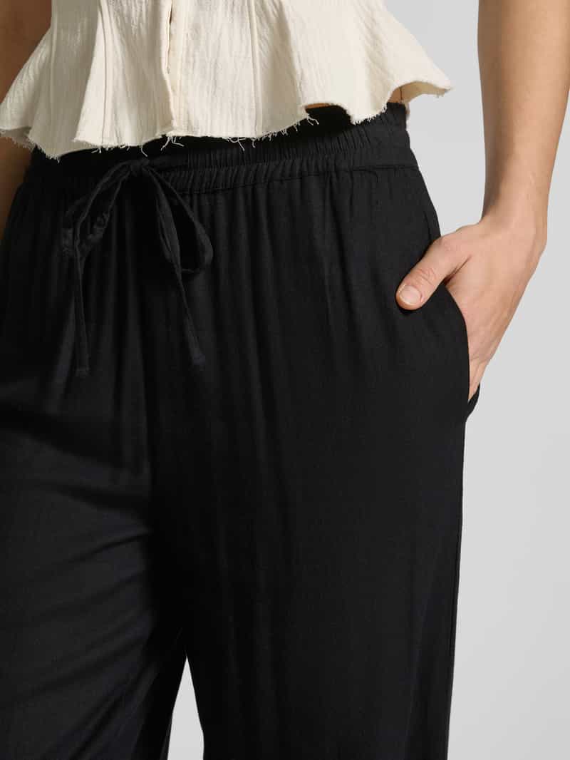 Pieces Regular fit brede broek in een mengsel van viscose en linnen model 'PIA'