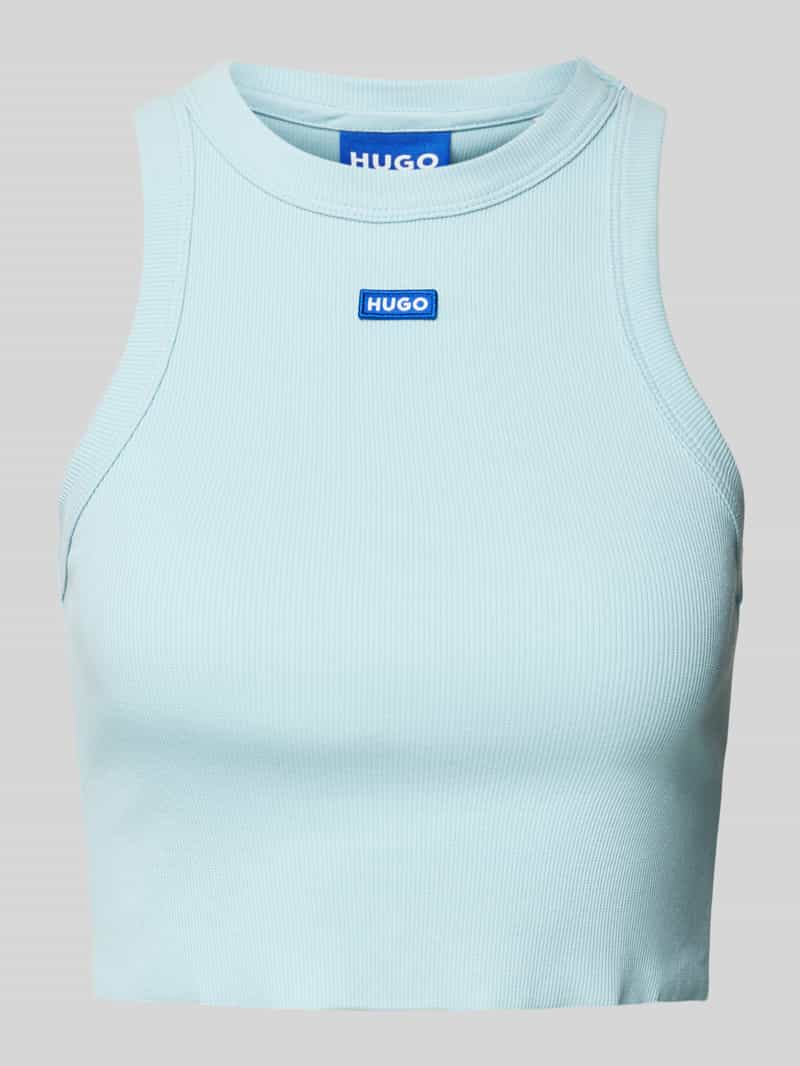 Hugo Blue Korte tanktop met labeldetail