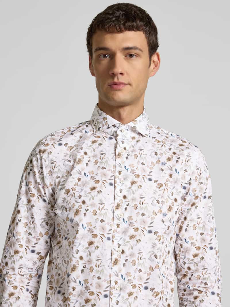 Profuomo Regular fit zakelijk overhemd met haaikraag model 'Cutaway'