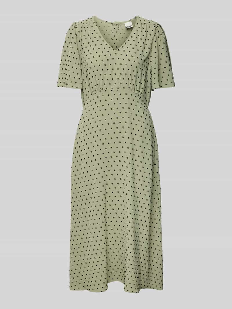 Ichi Midi-jurk met V-hals model 'ZABBY'