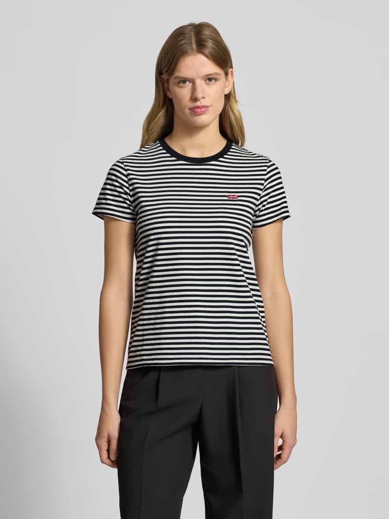 Levi's T-shirt van katoen met streepmotief zwart, foto 3