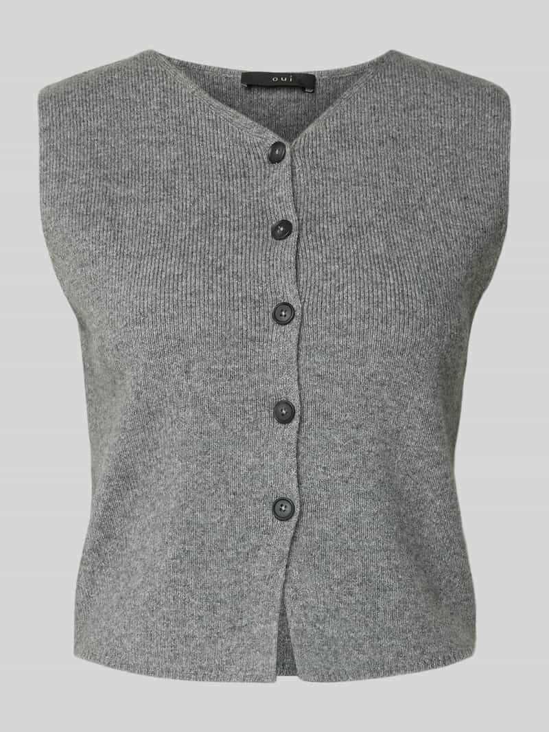 Oui Gebreid gilet met V-hals