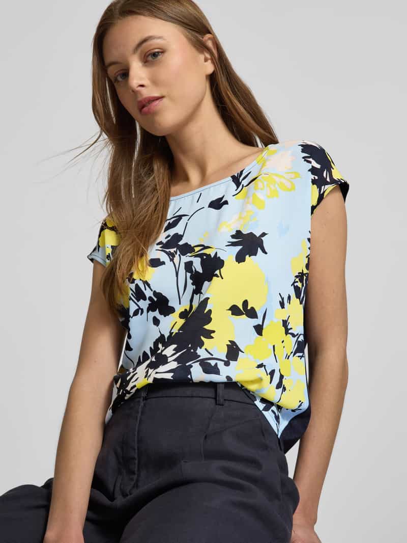comma T-shirt van viscosemix met ronde hals