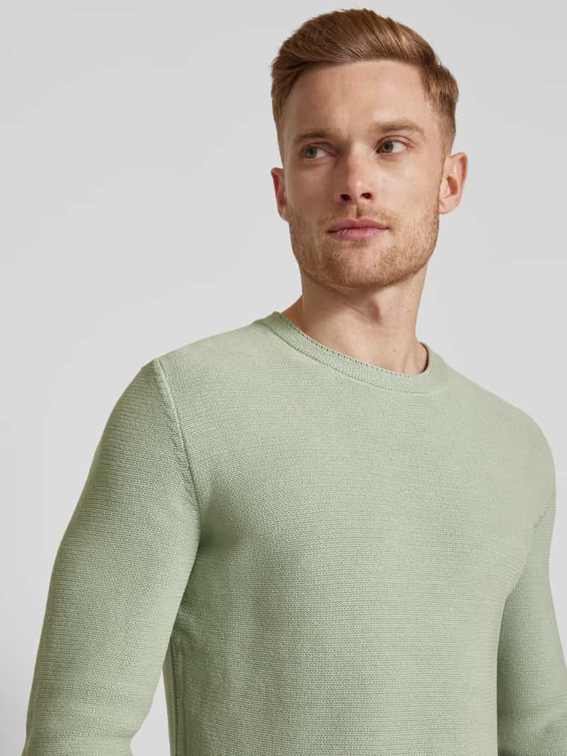 Marc O'Polo Regular fit gebreide pullover van chenillegaren van biologisch katoen in gladde dwarsgebreide structuur