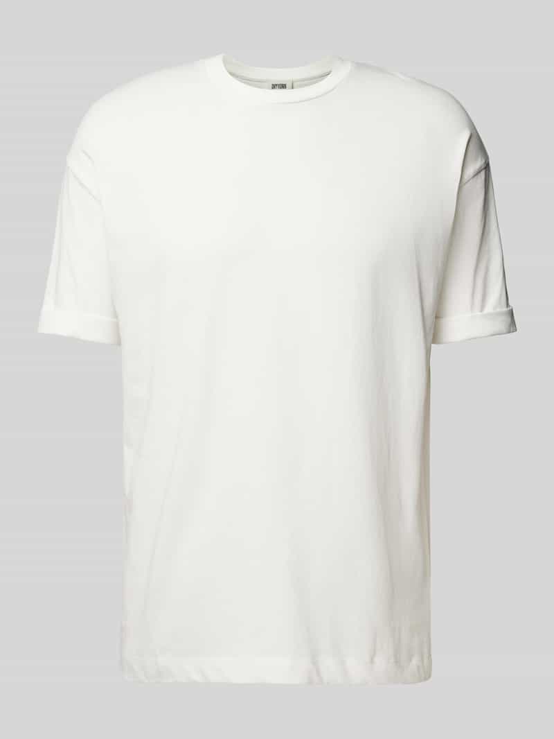 drykorn T-shirt met geribde ronde hals model 'THILO'