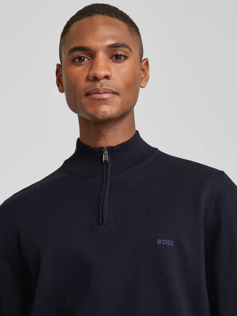 Boss Gebreide pullover met korte ritssluiting model 'Padro'