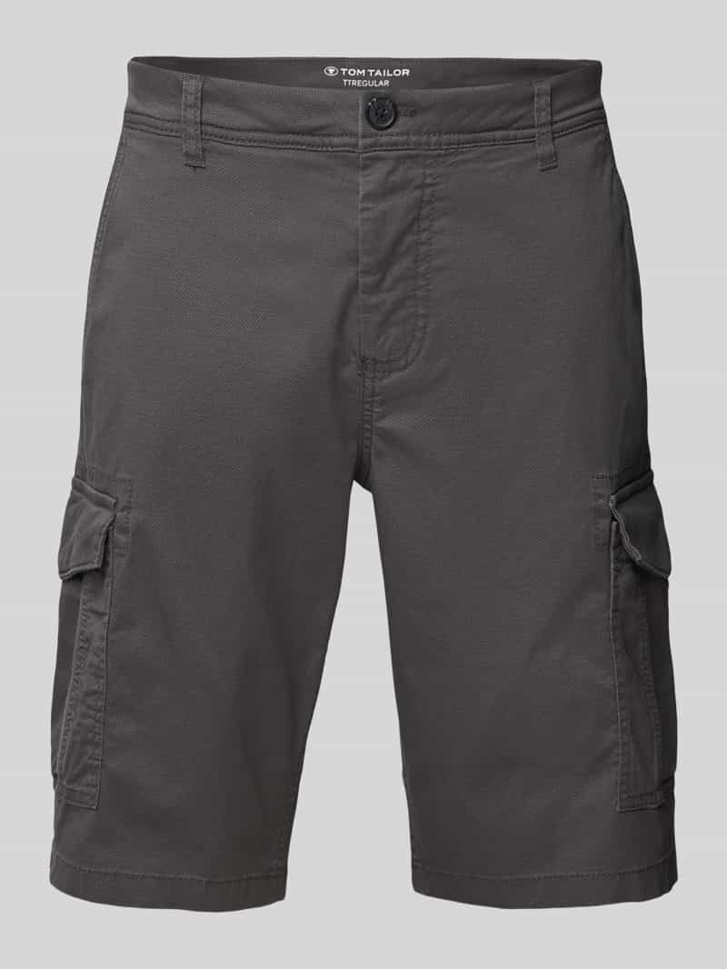 Tom Tailor Regular fit korte cargobroek van een mix van katoen en elastaan