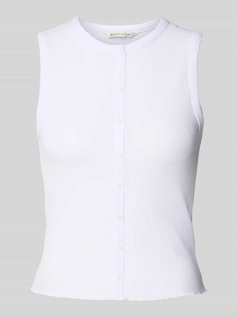 Tom Tailor Denim Slim fit tanktop met gestileerde knoopsluiting