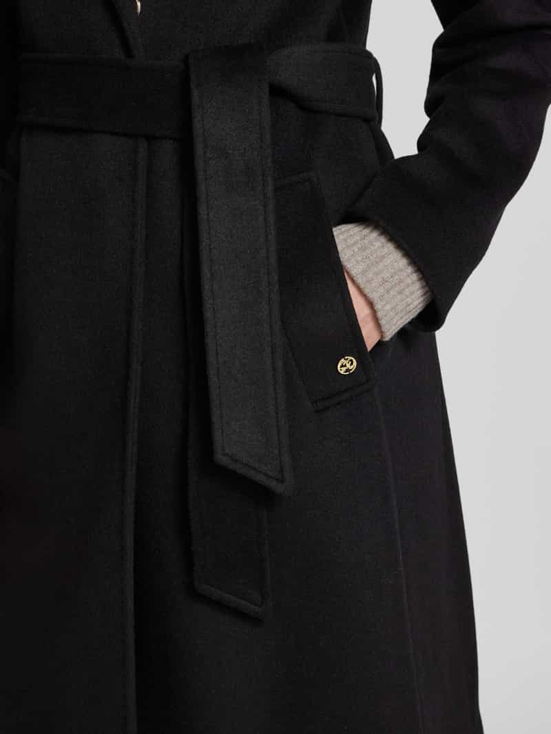 s.Oliver BLACK LABEL Regular fit lange wollen jas met tailleriem om te strikken