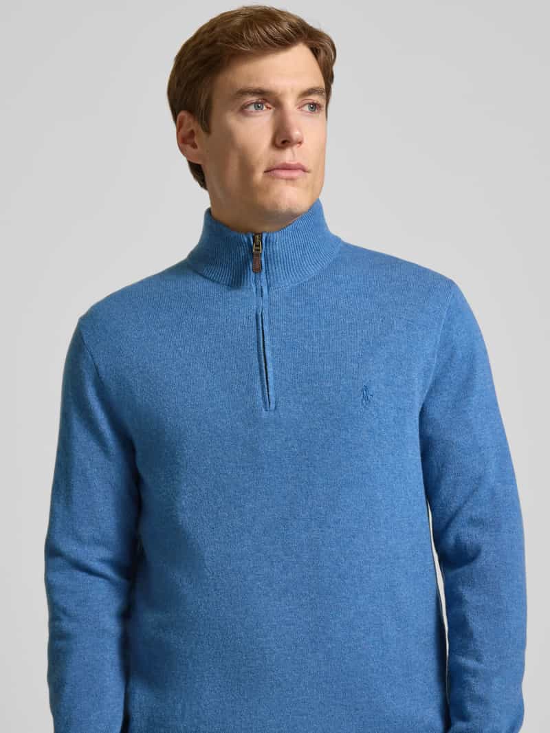 Polo Ralph Lauren Gebreide pullover van wol met opstaande kraag en ritssluiting
