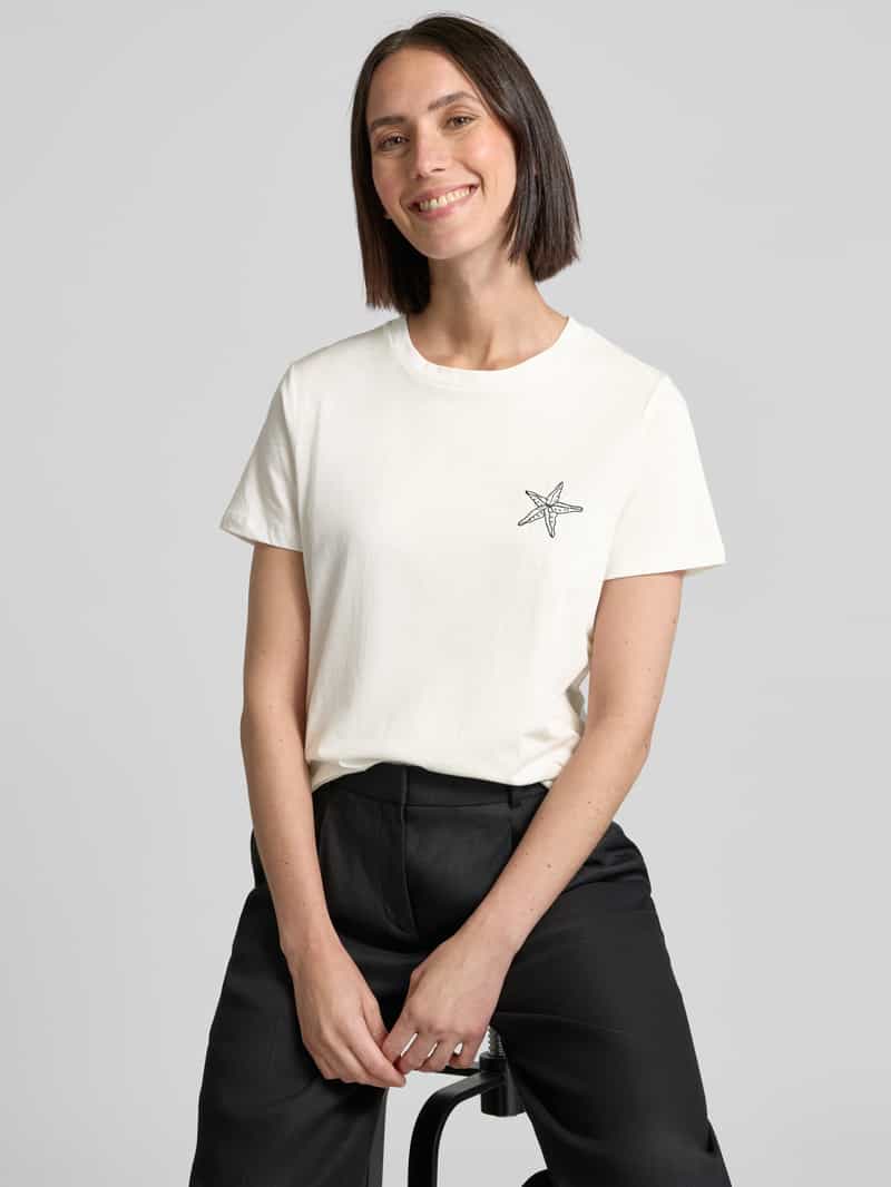 Ichi T-shirt met motiefstitching model 'CAMINO'