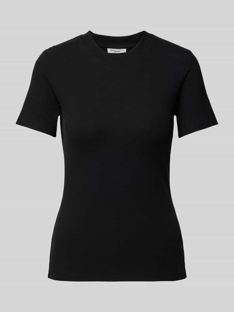 Marc O'Polo DENIM T-Shirt mit Ripp-Optik in Black, Größe M 1750326M
